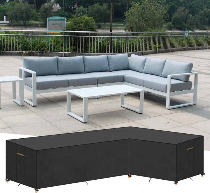 VANSHEIM Gartenmöbel Abdeckung L-Form Wasserdicht Lounge Abdeckung l-Form Schutzhülle Loungemöbel Wa