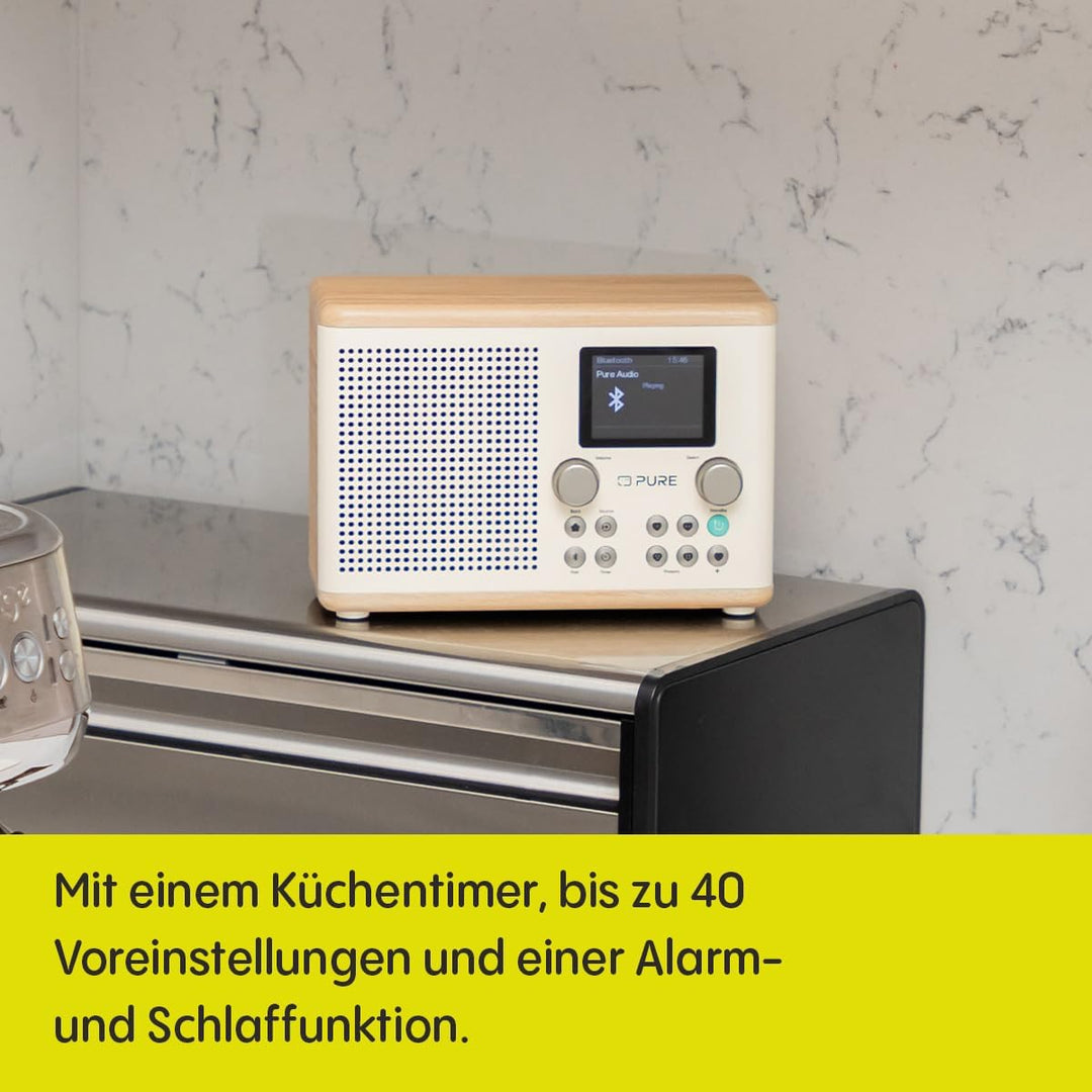 Pure Classic H4 Digitales Küchenradio (DAB+/FM, Bluetooth, USB, AUX, Küchentimer, Wecker) Weiss, Wei