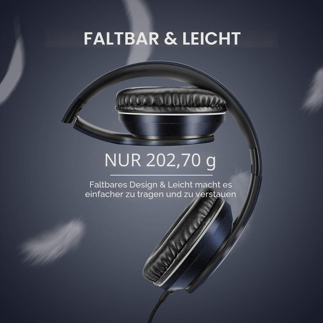 LORELEI X6 Over-Ear Headphones with Microphone, Lightweight Foldable & Portable Stereo Bass Headphon