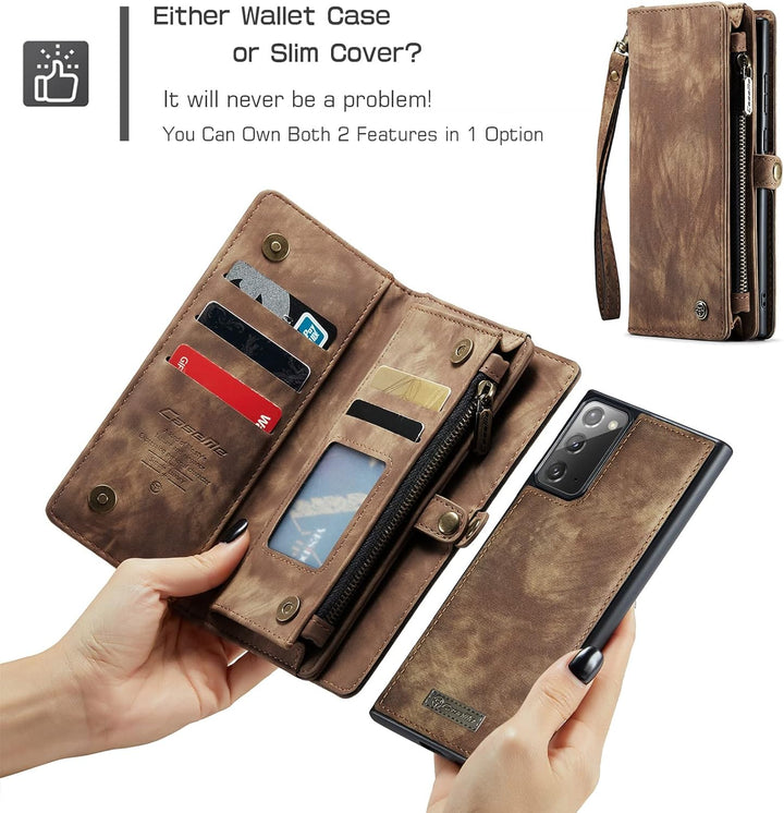 UFinetech 2-in-1 Luxus Samsung Galaxy Note 20 Hülle Case Tasche Magnetische Gute Flip Kartenfach Ket