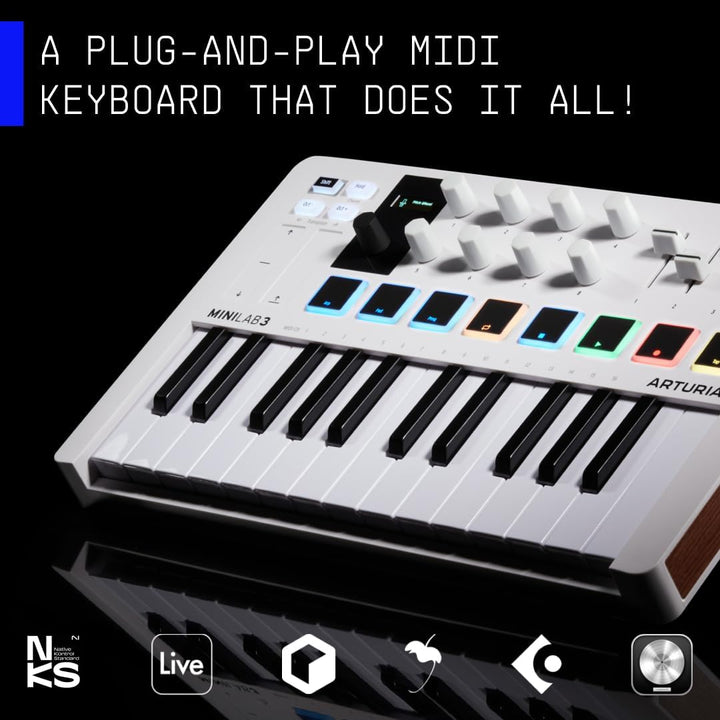 Arturia - MiniLab 3 - Universal-MIDI-Controller für Musikproduktion, mit All-in-One-Softwarepaket -