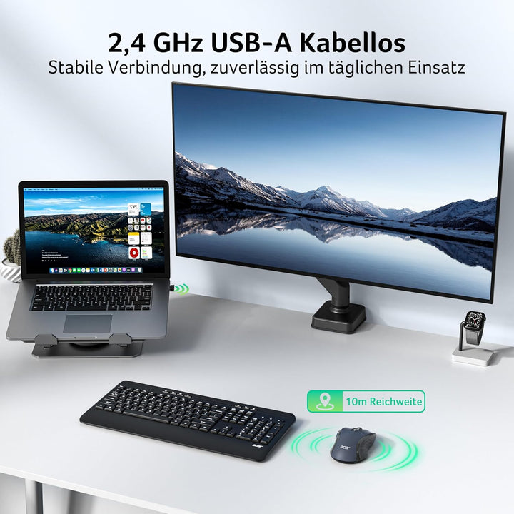Acer Maus Kabellos 4000 DPI, Wireless Mouse 2,4Ghz mit 5 Einstellbare DPI, Batteriebetriebene Funkma