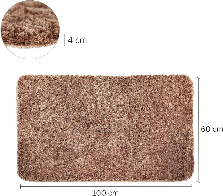 WohnDirect Badezimmerteppich gross Braun - Badematte rutschfest 60 x 100 cm - Badteppich Set, waschb