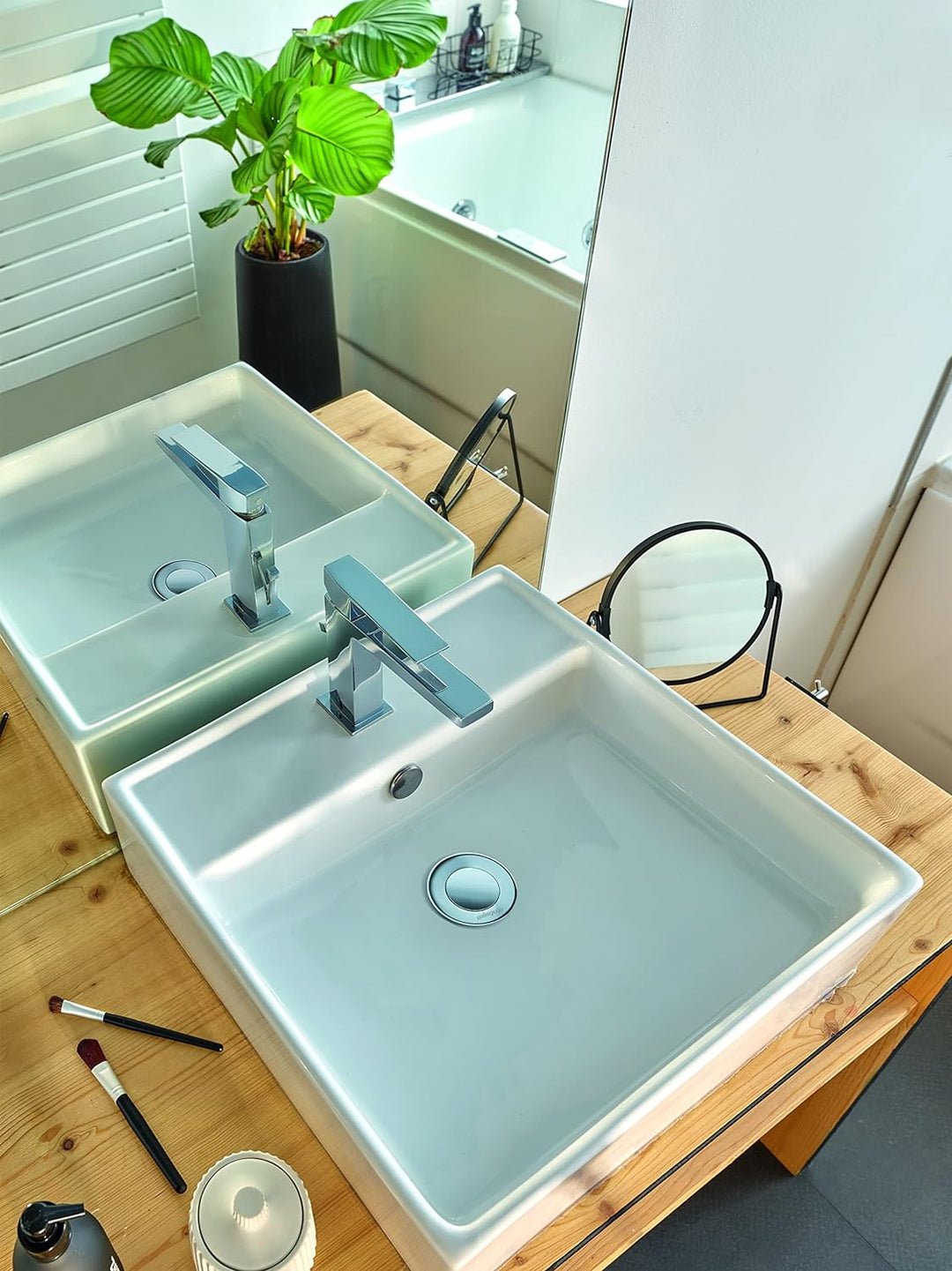 Wirquin 30723417 Ablaufgarnitur für Waschbecken, Messing, Quick Clac-System – innen zu überlaufender