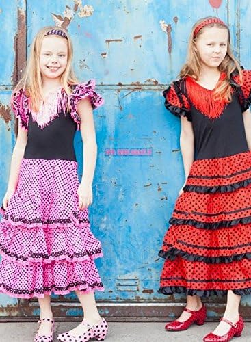 La Senorita Spanische Flamenco Kleid/Kostüm - für Frauen/Damen - Schwarz/Rot - Grösse 38-40 - Länge