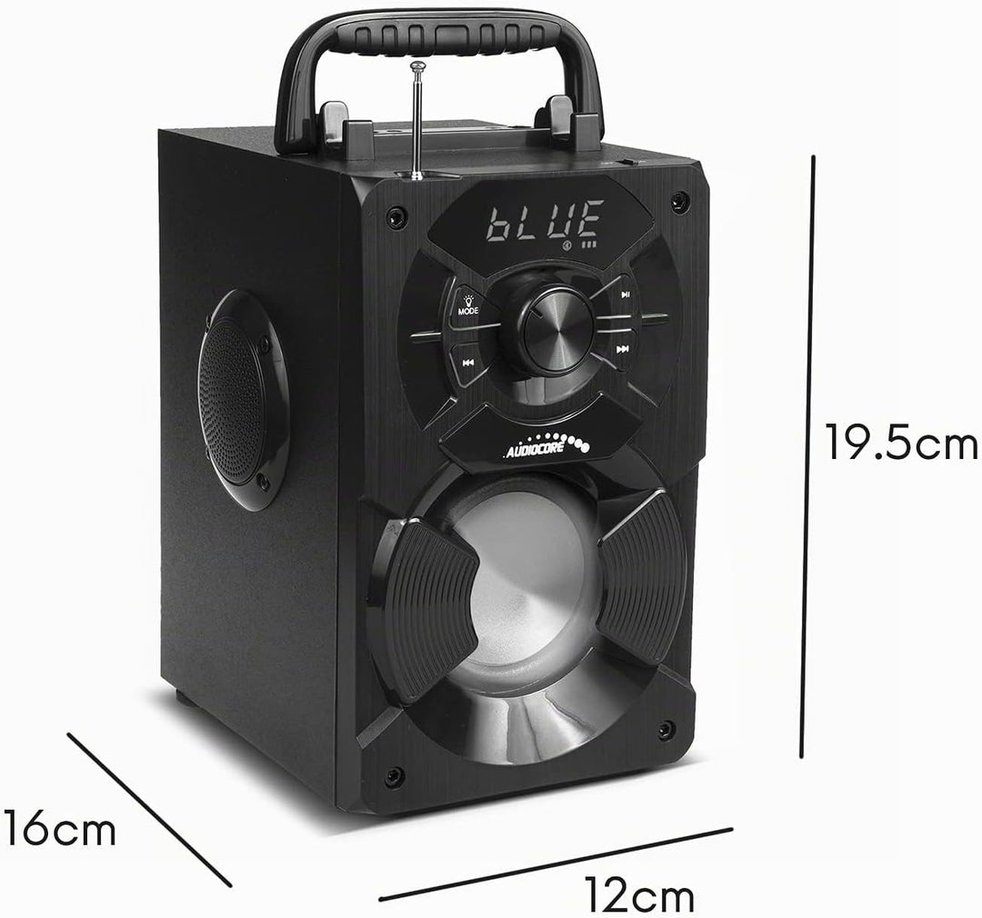 Audiocore AC730 Tragbarer Bluetooth-Lautsprecher Kabellos 11W Ausgangleistung/Radio/SD/MMC/Aux-In/US