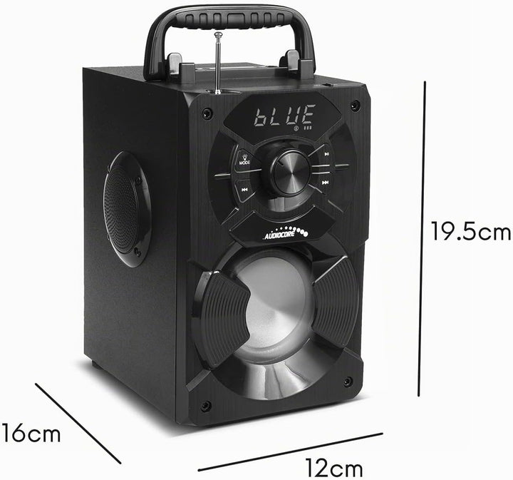 Audiocore AC730 Tragbarer Bluetooth-Lautsprecher Kabellos 11W Ausgangleistung/Radio/SD/MMC/Aux-In/US
