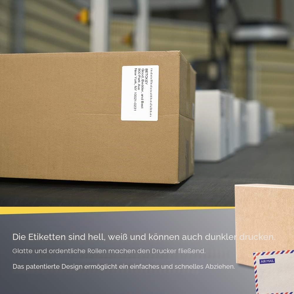 BETCKEY - 76mm x 51mm(3 in x 2 in) Perforierte Mehrzweck/Versand von Thermoetiketten Kompatibel mit
