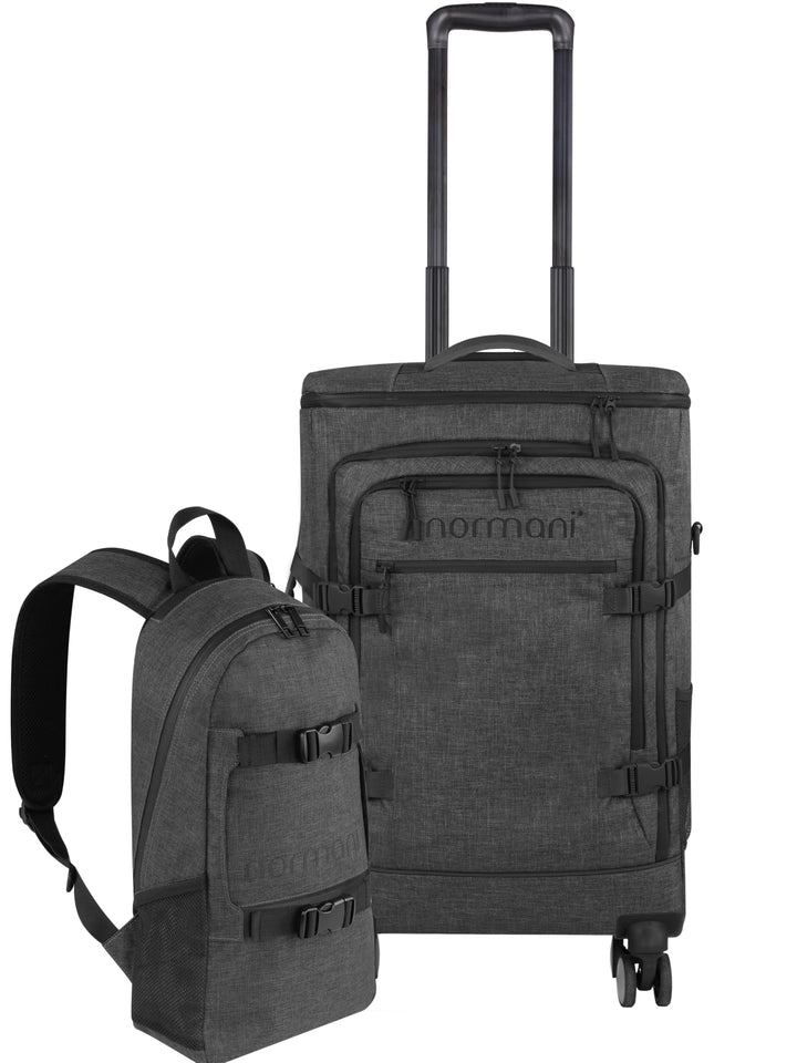 normani Reiseset Trolley mit Rucksackfunktion kleiner Rucksack Reisetasche - 38 L Reisetrolley + 8 L