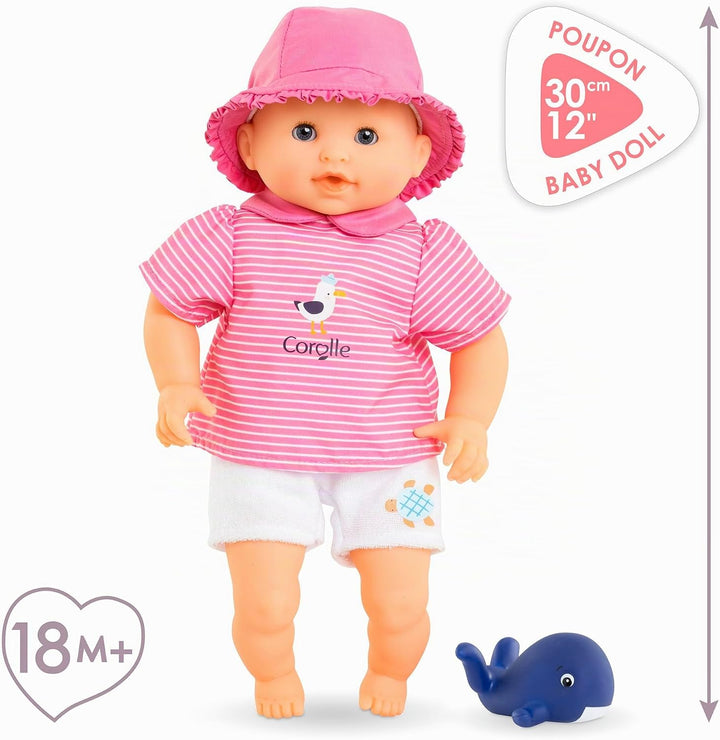 Corolle Mon Premier Poupon Badebaby Oceane, Weichkörper-Badepuppe mit Badetier, Schlafaugen, abnehmb