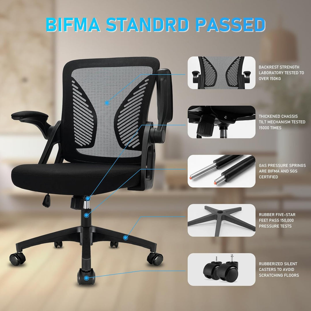 Milacyee Bürostuhl Ergonomisch, Bürostuhl, Schreibtischstuhl mit Verstellbarer Armlehnen, Lendenwirb