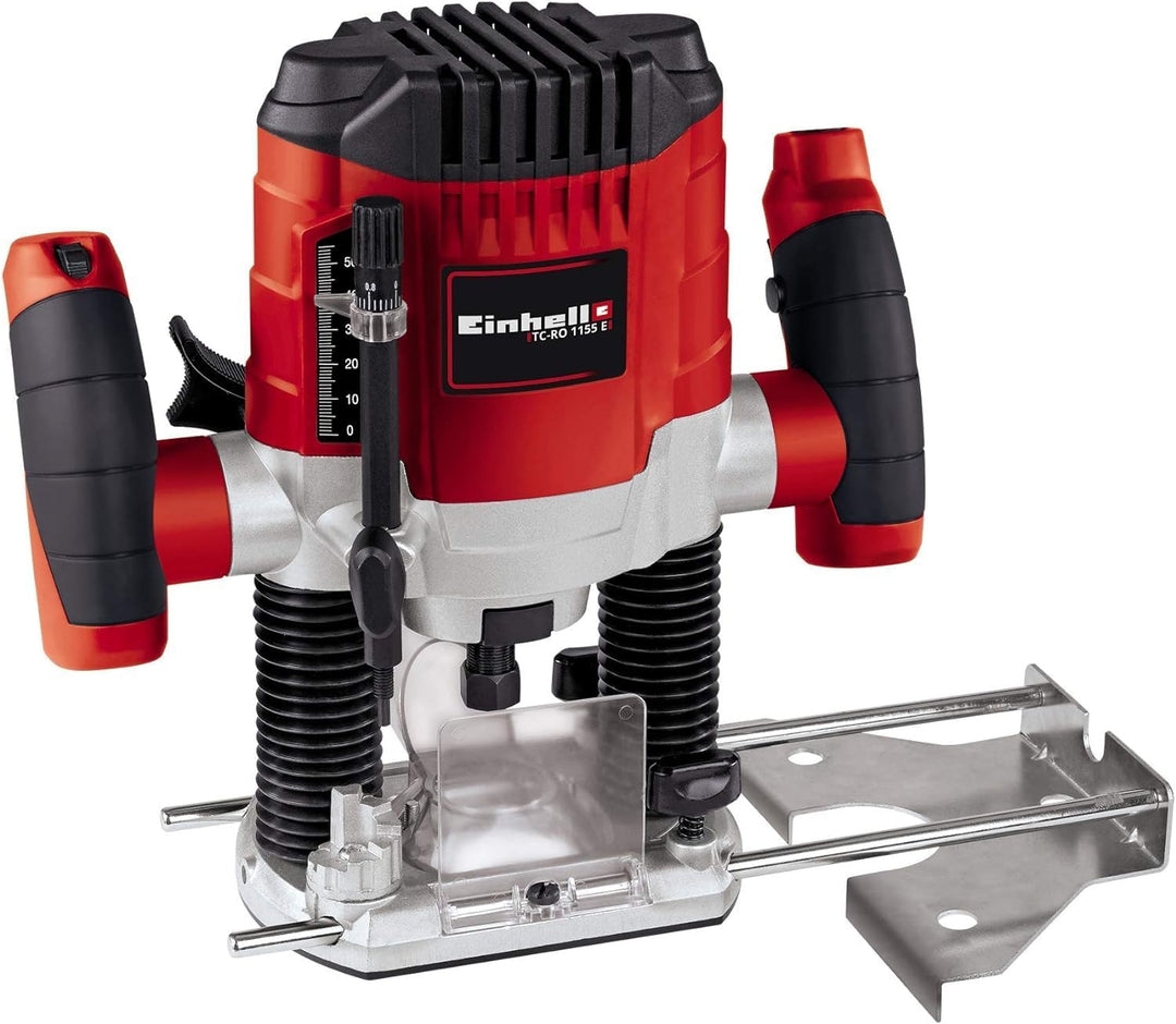 Einhell Oberfräse TC-RO 1155 E (1100 W, Ø 6 und 8 mm, Drehzahlregelung, Parallelanschlag, Absaugadap