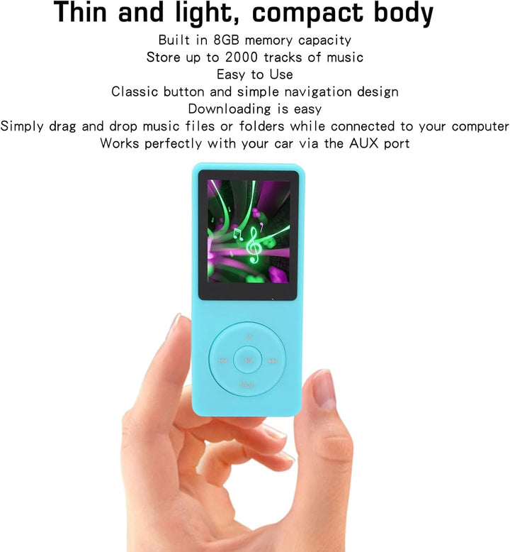 MP3-MP4-Player mit 8 GB Speicher, Musik-Player mit 1,8-Zoll-Bildschirm, 450-mAh-Akku, Unterstützt MP