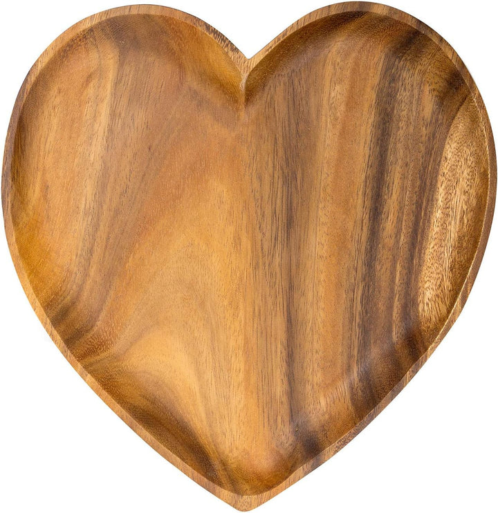levandeo Holzschale Akazie 20cm Herz Design Snackschale Schale Obstschale Obstkorb Tischdeko Deko, 2