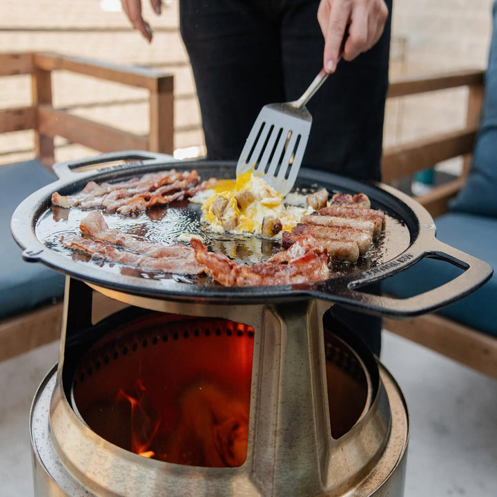 Solo Stove Gusseisen-Plancha mit Aufsatz für Bonfire Feuerschale | Grillplatte mit Edelstahl-Aufsatz