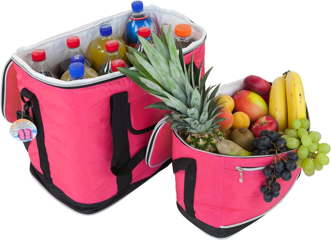 30L + 8L Set Kühltaschen Ibiza, Grosse + Kleine Faltbare Tasche Thermo isoliert für Lunch, Picknik,