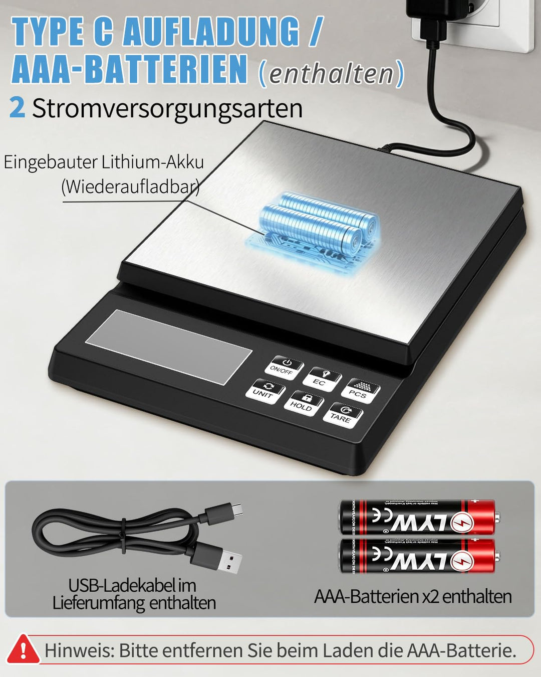 MRUN BONE Digitale Küchenwaage 5kg/0,1g – Hochpräzise Bäckereiwaage mit Zählfunktion &amp; Tara, Edelsta