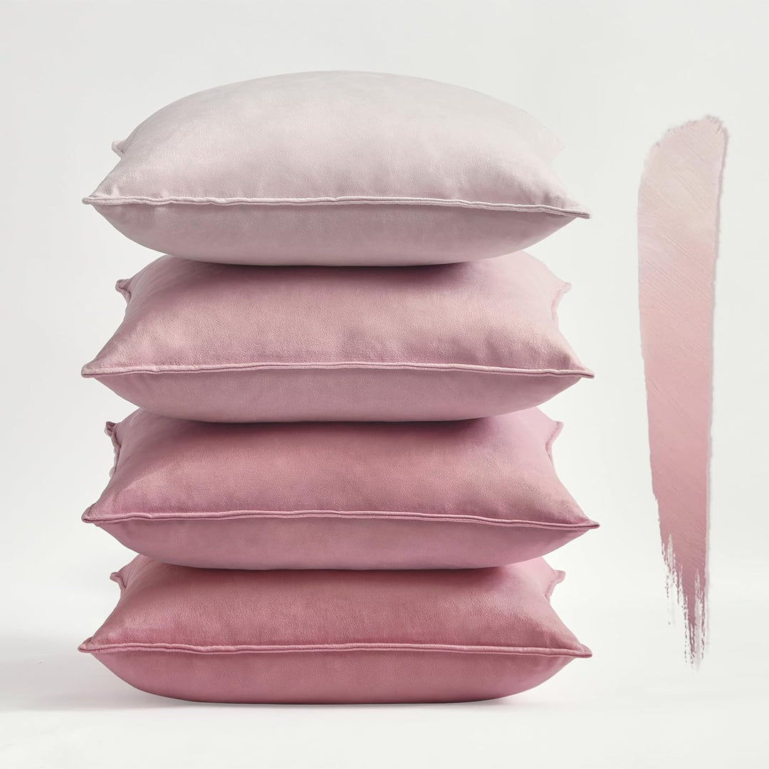 Topfinel Kissenbezug 50x50 cm rosa 4er Set Samt Kissenbezüge Kissenhülle Dekokissenbezug sofakissen