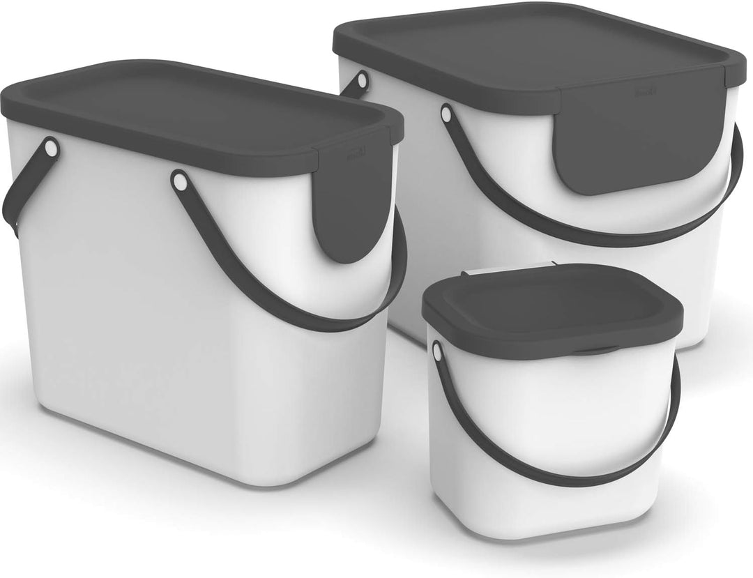 Rotho Albula Mülltrennungssystem 40l für die Küche, Kunststoff (PP) BPA-frei, dunkelgrün/anthrazit,