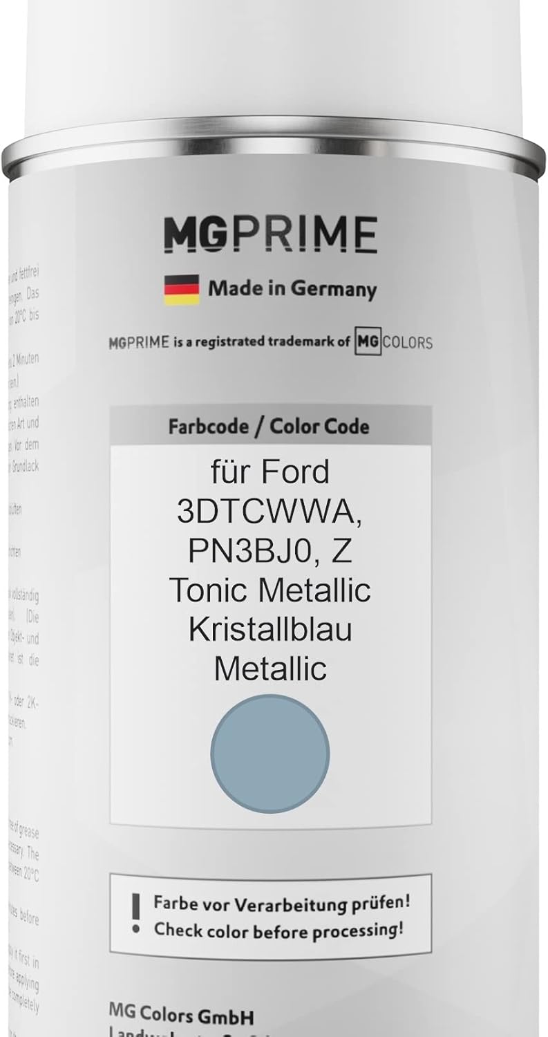 MG PRIME Autolack Sprühdosen Set für Ford 3DTCWWA / PN3BJ0 / Z Tonic Metallic/Kristallblau Metallic