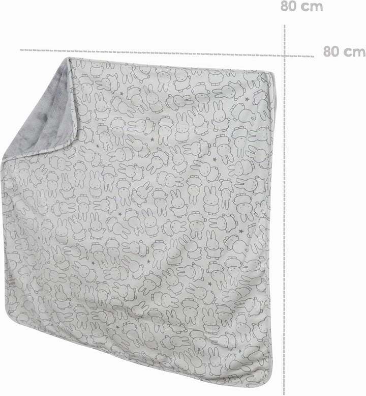 roba Babydecke miffy - 80 x 80 cm - Kinderdecke aus Baumwolle für Mädchen &amp;Jungen mit Hasen Motiv -