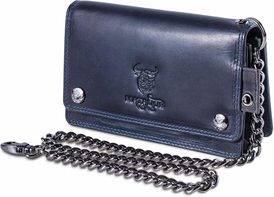 MATADOR Biker Geldbörse mit Kette Leder #Dallas mit edler Geschenkbox, Eleganter Geldbeutel mit Kett