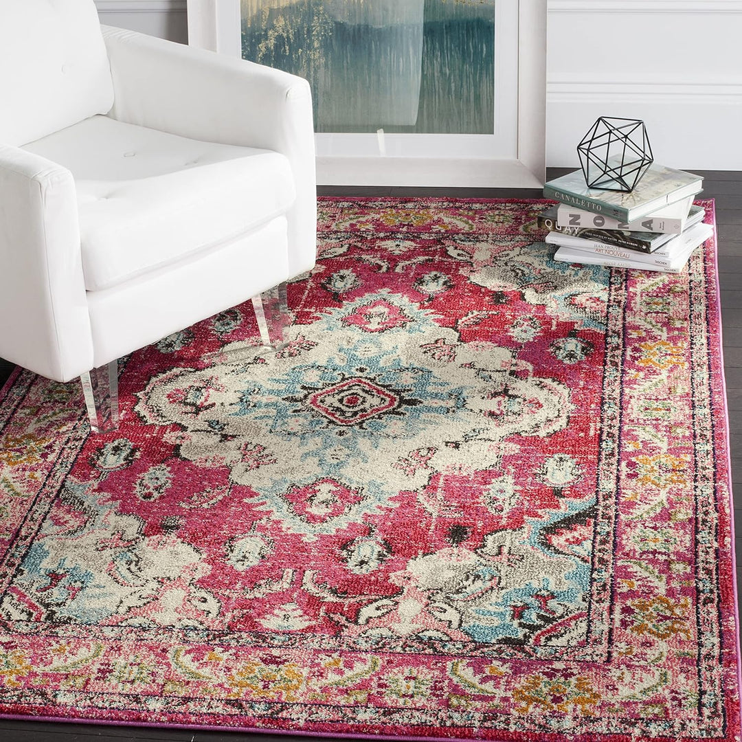 SAFAVIEH Boho Chic Teppich für Wohnzimmer, Esszimmer, Schlafzimmer - Monaco Collection, Kurzer Flor,