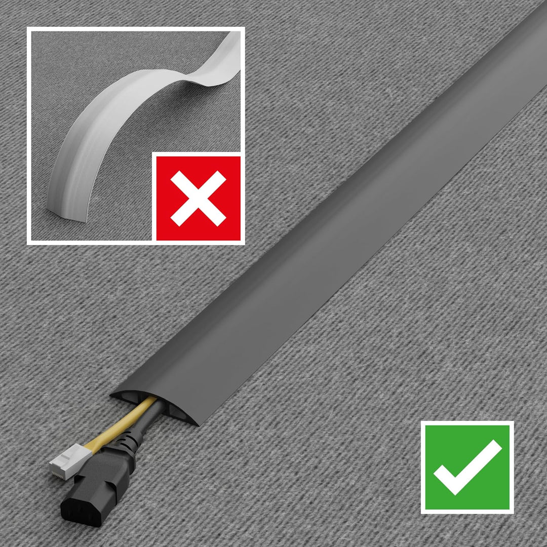 D-Line CC-1 Fussboden Kabelkanal Stolperschutz, Boden Kabelschutz - 9-Meter Länge - Kabelhohlraum =