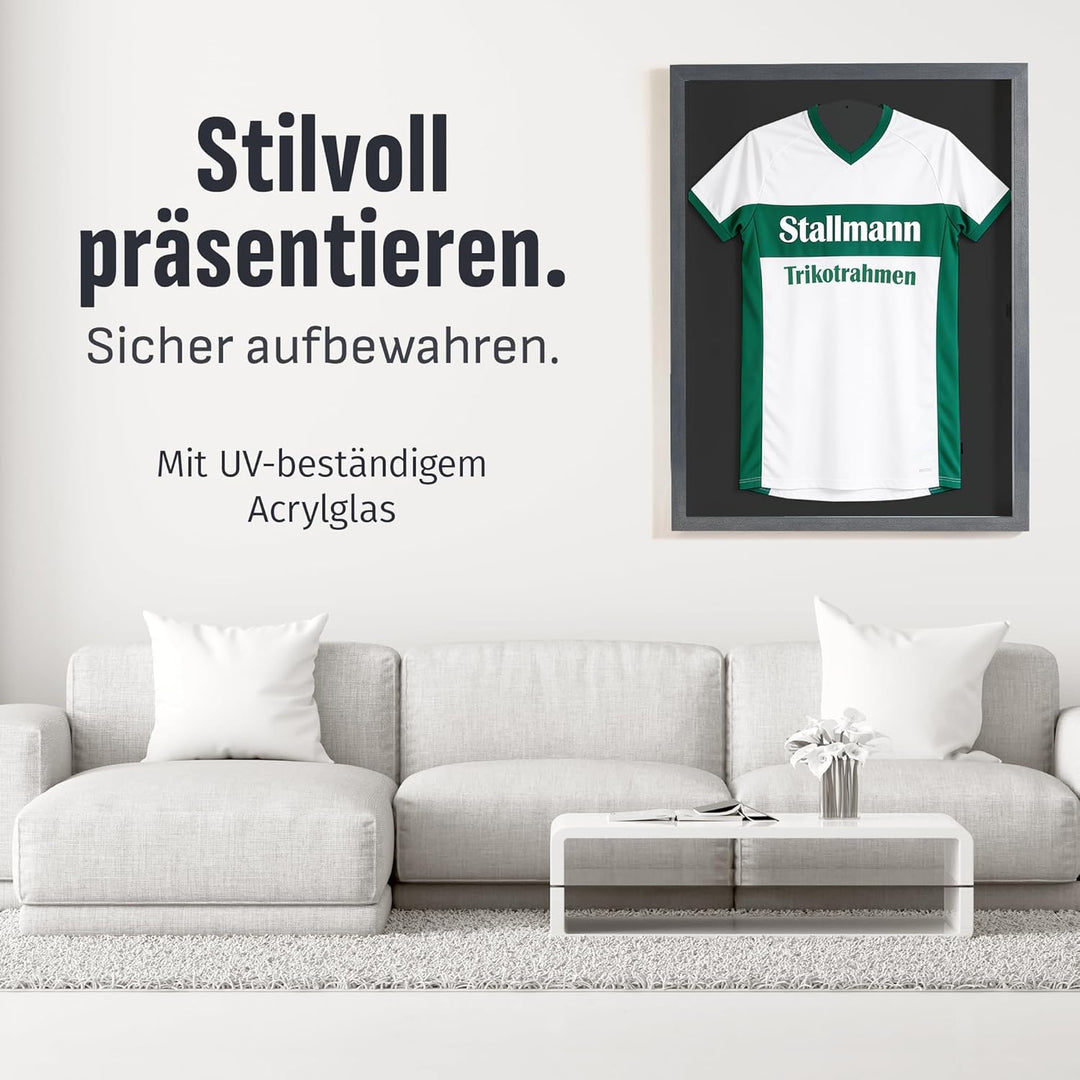 Stallmann Design Trikotrahmen 'Easy Click & Fill' | Rahmen-Farbe: Nussbaum | Hintergrund: Schwarz |