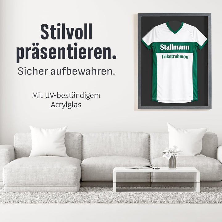 Stallmann Design Trikotrahmen 'Easy Click & Fill' | Rahmen-Farbe: Nussbaum | Hintergrund: Schwarz |