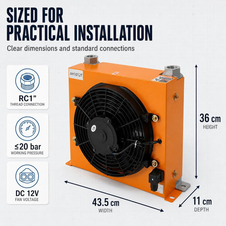 12V Hydraulischer Luftkühler Luftgekühlter Ölkühler, 120 W 100L/min Hydraulikölkühler Öl-Luftkühler,