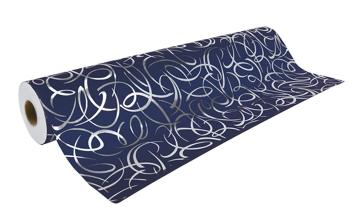 Clairefontaine 211953C - Rolle Geschenkpapier Premium, 50m x 70cm, 80g, 1 Rolle, Arabeske Silber mit
