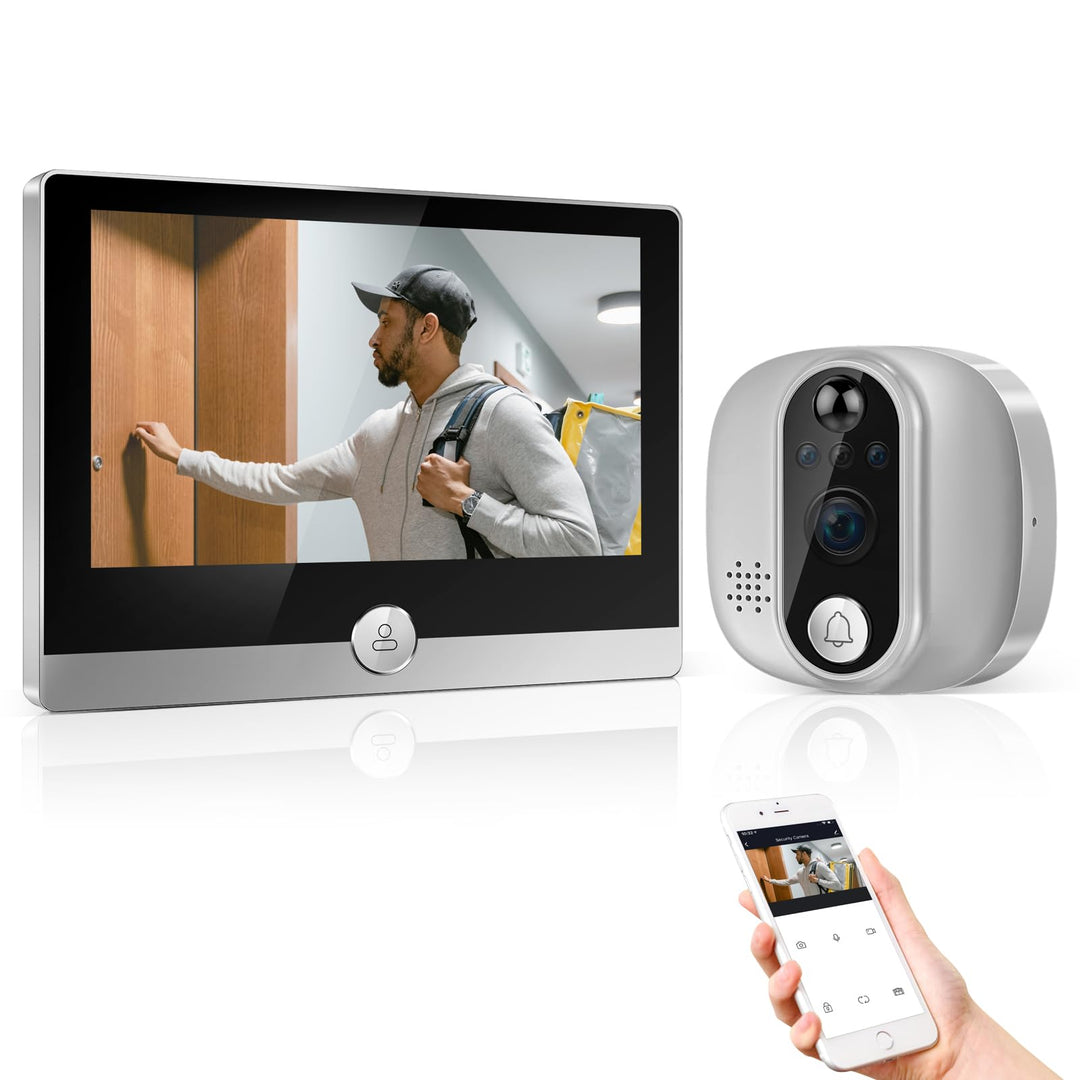 JeaTone Digitaler Türspion Kamera mit 1080P, Türspion Kamera Wlan mit 4,3-Zoll-IPS-Farbdisplay, 5000
