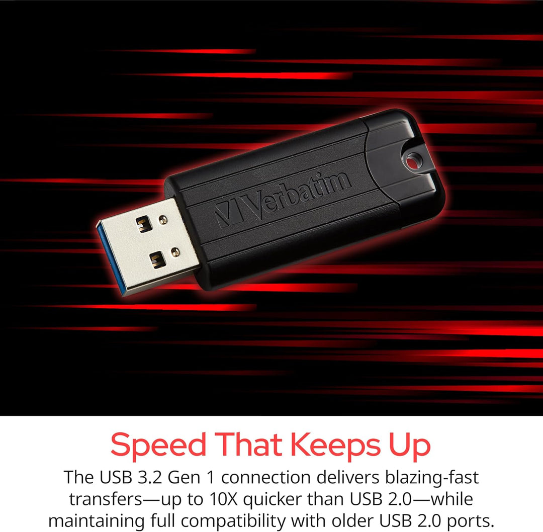 Verbatim PinStripe USB-Stick, 256GB, USB 3.2 Gen 1, USB Speicherstick, externer Speicher für Laptop