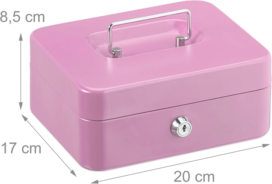 Relaxdays Geldkassette abschliessbar, entnehmbarer Einsatz, 5 Fächer, Geldkasten Eisen, HxBxT: 8,5 x