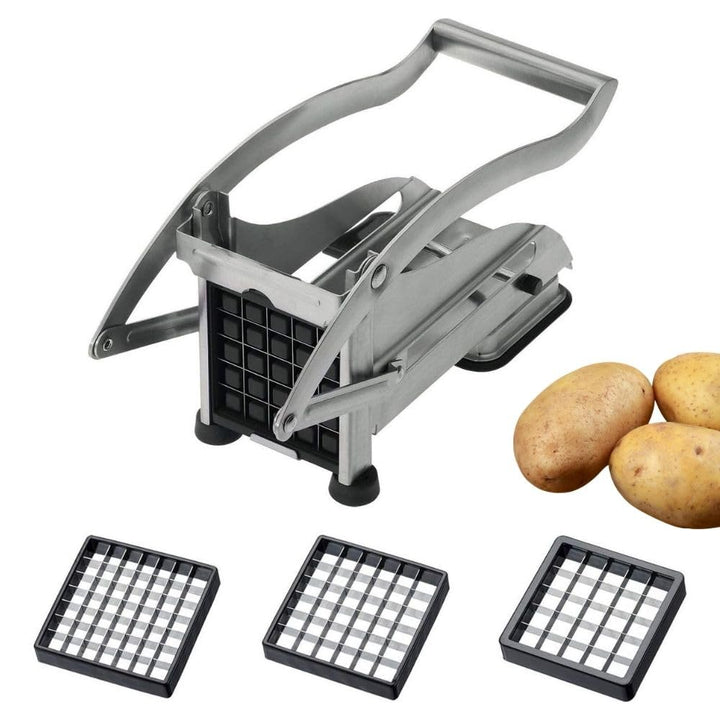 Westmark Pommes-frites Schneider und Gemüse-/Obststiftler mit drei Edelstahl-Schneideinsätzen und St