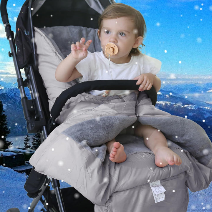 Fusssack Babyschale für Kinderwagen Buggy Universal Winter Baby Grau 102X54CM, Grau 102X54CM