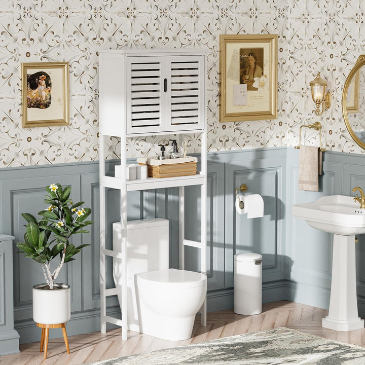 SMIBUY Bad Lagerung Regal mit Schrank, Bambus über die Toilette Veranstalter Rack, freistehende Toil