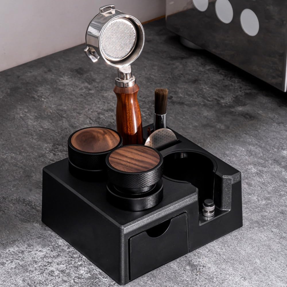 Tamperstation für Barista 51-58mm mit Schublade, Espresso-Station, Kaffee-Tamper-Halter-Basis mit 6