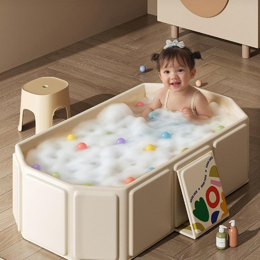 Baby Badewanne Faltbare, Platzsparende Klappbar Babywanne Für 0-8 Jahre, Tragbares Kinderschwimmbeck