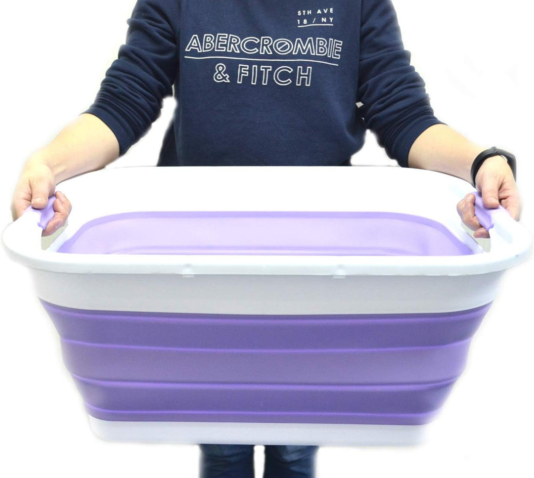 SAMMART 41L Collapsible Plastic Laundry Basket - Foldable Pop Up Storage Container/Organizer - Porta