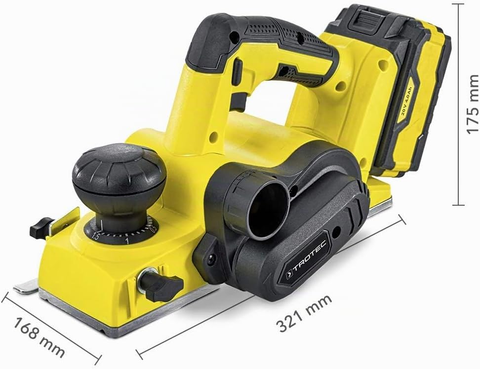 TROTEC Akku-Elektrohobel PPLS 10‑20V Hobel (20 V 4,0 Ah/max. 1,5 mm Spantiefe/max. 82 mm Hobelbreite