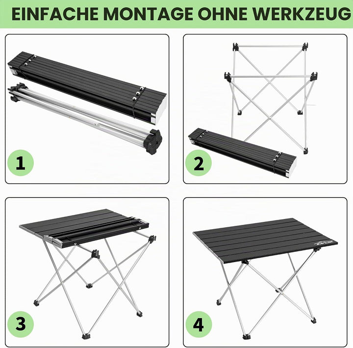 Campingtisch Klappbar, Klapptisch Camping, Tragbarer Picknicktisch Faltbar, Kleiner Aluminium-Klappt