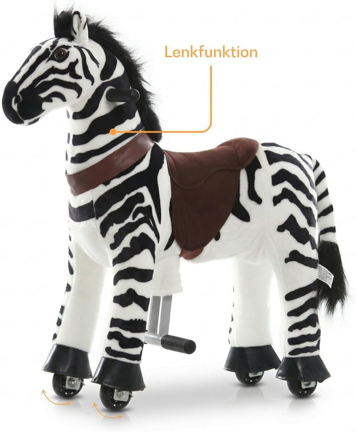Zebra auf Rollen Klein, 4-6 Jahre, Reitpferd für Kinder, Schwarz Schwarz Klein, Schwarz Klein