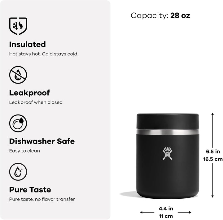 Hydro Flask Isolierter Lebensmittelbehälter, 794 ml, Schwarz Schwarz 28 OZ 800 ml, Schwarz 28 OZ 800
