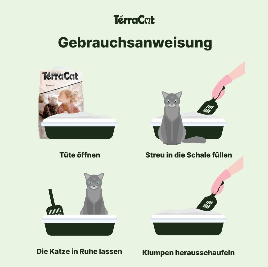 TerraCat katzenstreu, 12.5L - 10Kg Cat Litter, 100% Natürlicher Griechischer Bentonit Katzenstreu Kl