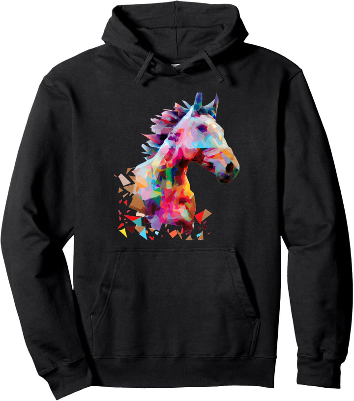 Pferd - Polygon Abstrakte Kunst Pullover Hoodie