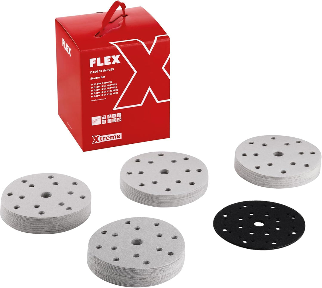 Flex Akku-Exzenterschleifer ORE 5-150 18-EC C + Schleifpapier D150 ST-Set (rot, Akku-Exzenterschleif