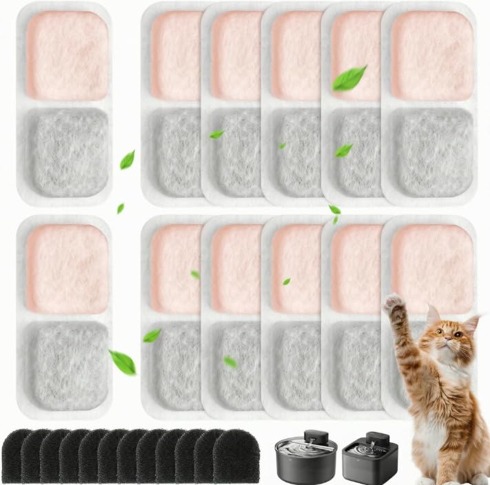 Filter Katzenbrunnen, 12 Packungen Katzenbrunnen Filter für Oneisall 2,2L Trinkbrunnen Katzen,inkl.