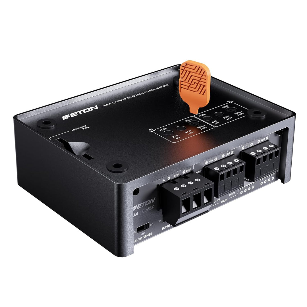 ETON PA 4 – ultra kompakter 4 Kanal Verstärker, leistungsstarke digitale Micro Endstufe für Autos un